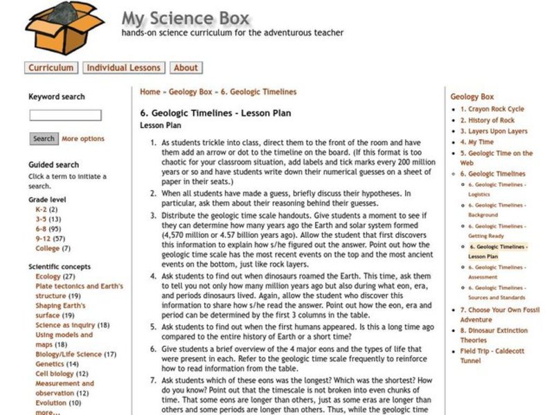 Geologic timeline activity answer key