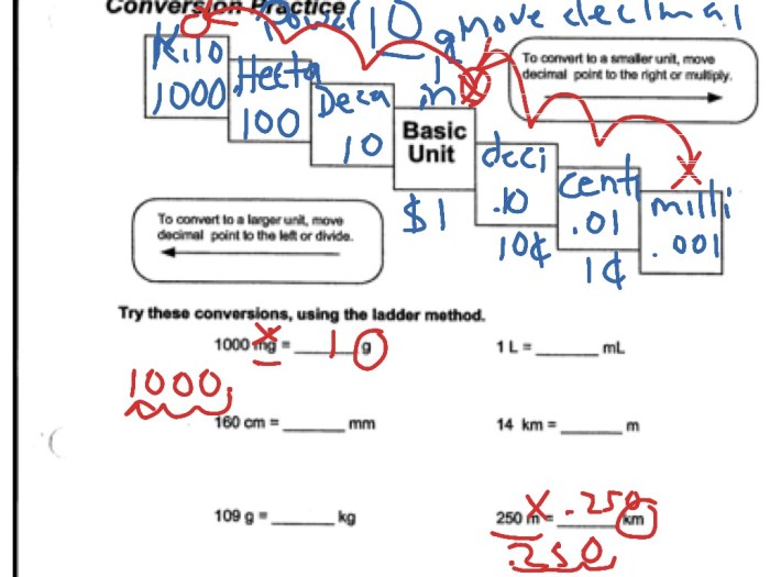 Metric mania conversion practice answer key